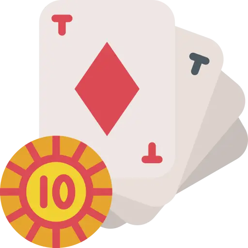 slika z animiranim igralniškim žetonom in kartami za poker
