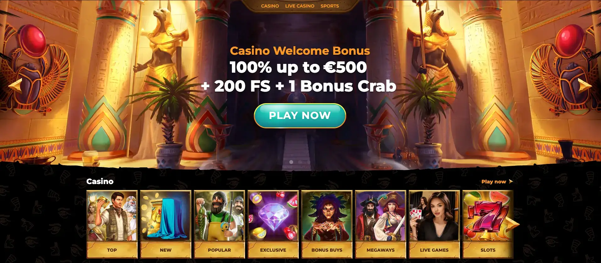 AmunRa Casino dobrodošlica bonus banner in casino igre